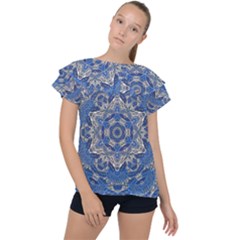 Mandala Rosette Kaleidoscope Abstract Background Ruffle Collar Chiffon Blouse