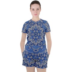 Mandala Rosette Kaleidoscope Abstract Background Women s Tee And Shorts Set