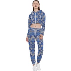 Mandala Rosette Kaleidoscope Abstract Background Cropped Zip Up Lounge Set