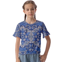 Mandala Rosette Kaleidoscope Abstract Background Kids  Cuff Sleeve Scrunch Bottom Tee