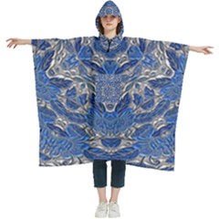 Mandala Rosette Kaleidoscope Abstract Background Women s Hooded Rain Ponchos