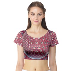 Sphere Spherical Metallic Colorful Circular Orb Short Sleeve Crop Top