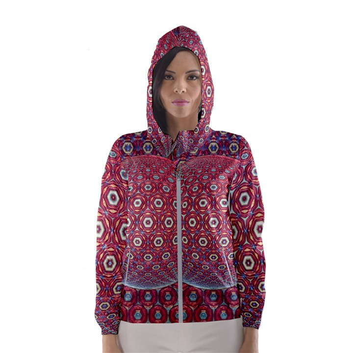 Sphere Spherical Metallic Colorful Circular Orb Women s Hooded Windbreaker