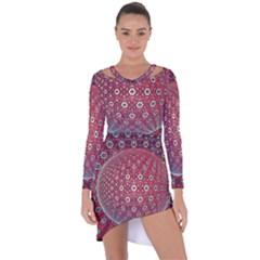 Sphere Spherical Metallic Colorful Circular Orb Asymmetric Cut-out Shift Dress