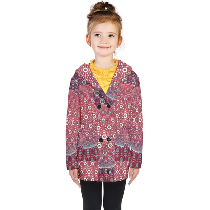 Sphere Spherical Metallic Colorful Circular Orb Kids  Double Breasted Button Coat