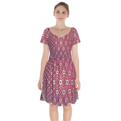 Sphere Spherical Metallic Colorful Circular Orb Short Sleeve Bardot Dress