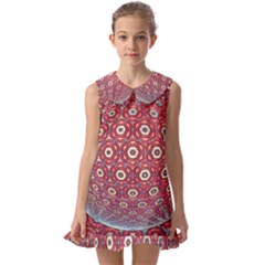 Sphere Spherical Metallic Colorful Circular Orb Kids  Pilgrim Collar Ruffle Hem Dress