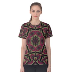 Mandala Rosette Pattern Kaleidoscope Abstract Women s Cotton Tee