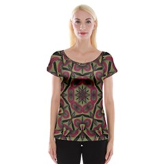 Mandala Rosette Pattern Kaleidoscope Abstract Cap Sleeve Top