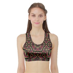 Mandala Rosette Pattern Kaleidoscope Abstract Sports Bra With Border