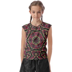 Mandala Rosette Pattern Kaleidoscope Abstract Kids  Raglan Cap Sleeve Tee