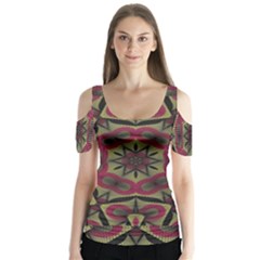 Mandala Rosette Pattern Kaleidoscope Abstract Butterfly Sleeve Cutout Tee 