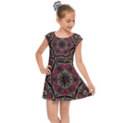 Mandala Rosette Pattern Kaleidoscope Abstract Kids  Cap Sleeve Dress