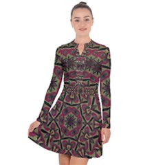 Mandala Rosette Pattern Kaleidoscope Abstract Long Sleeve Panel Dress