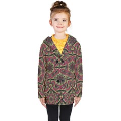 Mandala Rosette Pattern Kaleidoscope Abstract Kids  Double Breasted Button Coat