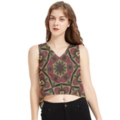 Mandala Rosette Pattern Kaleidoscope Abstract V-neck Cropped Tank Top