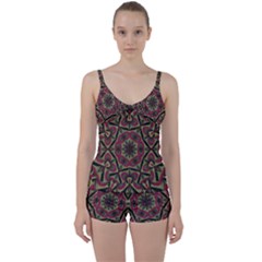 Mandala Rosette Pattern Kaleidoscope Abstract Tie Front Two Piece Tankini