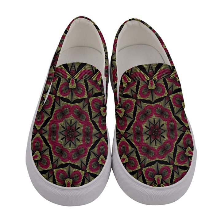 Mandala Rosette Pattern Kaleidoscope Abstract Women s Canvas Slip Ons