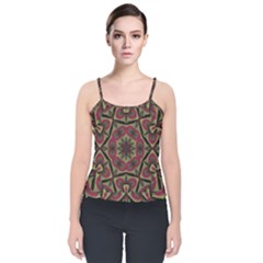 Mandala Rosette Pattern Kaleidoscope Abstract Velvet Spaghetti Strap Top