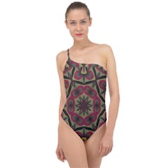 Mandala Rosette Pattern Kaleidoscope Abstract Classic One Shoulder Swimsuit by Jancukart