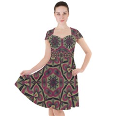 Mandala Rosette Pattern Kaleidoscope Abstract Cap Sleeve Midi Dress by Jancukart