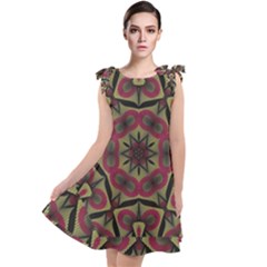 Mandala Rosette Pattern Kaleidoscope Abstract Tie Up Tunic Dress by Jancukart