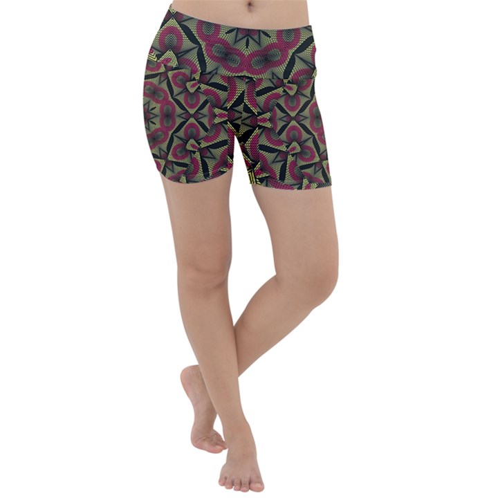 Mandala Rosette Pattern Kaleidoscope Abstract Lightweight Velour Yoga Shorts