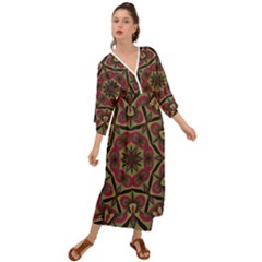 Mandala Rosette Pattern Kaleidoscope Abstract Grecian Style  Maxi Dress