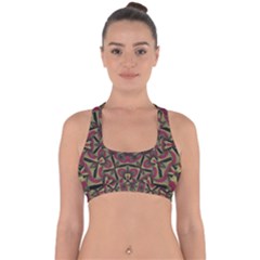 Mandala Rosette Pattern Kaleidoscope Abstract Cross Back Hipster Bikini Top 