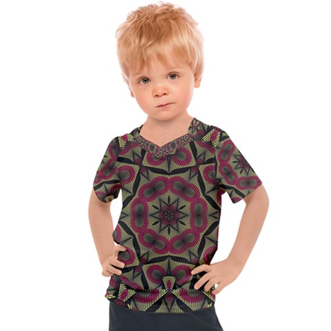 Mandala Rosette Pattern Kaleidoscope Abstract Kids  Sports Tee by Jancukart