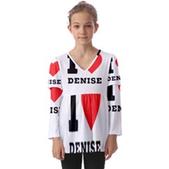 I Love Denise Kids  V Neck Casual Top by ilovewhateva