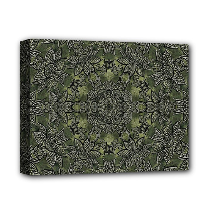 Mandala Rosette Kaleidoscope Floral Background Deluxe Canvas 14  x 11  (Stretched)