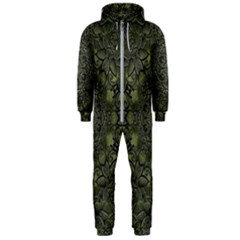 Mandala Rosette Kaleidoscope Floral Background Hooded Jumpsuit (men) by Jancukart