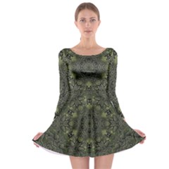 Mandala Rosette Kaleidoscope Floral Background Long Sleeve Skater Dress