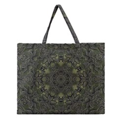 Mandala Rosette Kaleidoscope Floral Background Zipper Large Tote Bag