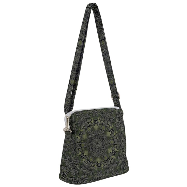 Mandala Rosette Kaleidoscope Floral Background Zipper Messenger Bag