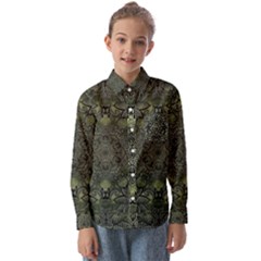 Mandala Rosette Kaleidoscope Floral Background Kids  Long Sleeve Shirt by Jancukart