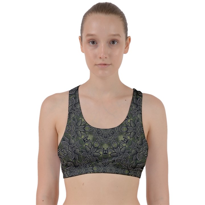 Mandala Rosette Kaleidoscope Floral Background Back Weave Sports Bra