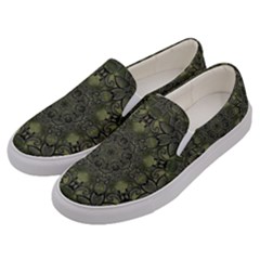 Mandala Rosette Kaleidoscope Floral Background Men s Canvas Slip Ons by Jancukart