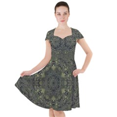 Mandala Rosette Kaleidoscope Floral Background Cap Sleeve Midi Dress by Jancukart