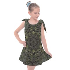 Mandala Rosette Kaleidoscope Floral Background Kids  Tie Up Tunic Dress