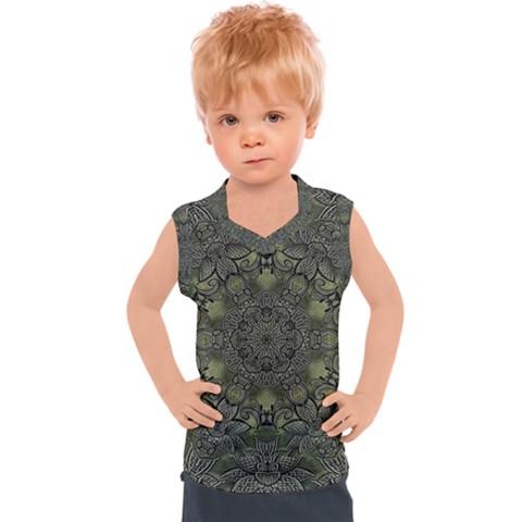 Mandala Rosette Kaleidoscope Floral Background Kids  Sport Tank Top by Jancukart