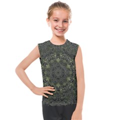 Mandala Rosette Kaleidoscope Floral Background Kids  Mesh Tank Top by Jancukart