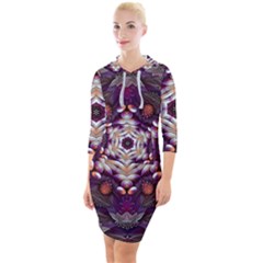 Rosette Kaleidoscope Mosaic Abstract Background Art Quarter Sleeve Hood Bodycon Dress