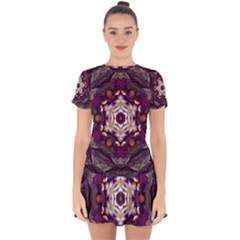 Rosette Kaleidoscope Mosaic Abstract Background Art Drop Hem Mini Chiffon Dress