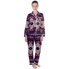 Rosette Kaleidoscope Mosaic Abstract Background Art Women s Long Sleeve Satin Pajamas Set	 by Jancukart