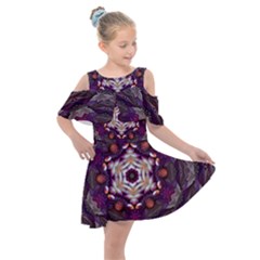 Rosette Kaleidoscope Mosaic Abstract Background Art Kids  Shoulder Cutout Chiffon Dress by Jancukart