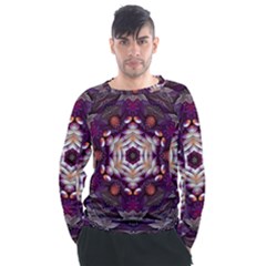 Rosette Kaleidoscope Mosaic Abstract Background Art Men s Long Sleeve Raglan Tee