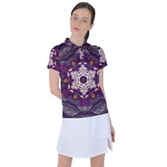 Rosette Kaleidoscope Mosaic Abstract Background Art Women s Polo Tee