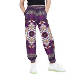 Rosette Kaleidoscope Mosaic Abstract Background Art Kids  Elastic Waist Pants by Jancukart